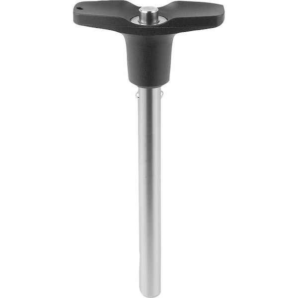 Ball Lock Pin W Head-End Lock W T-Grip, D1=10, L5=100, Stainless Steel 1.4305 Bright, Comp: Plastic